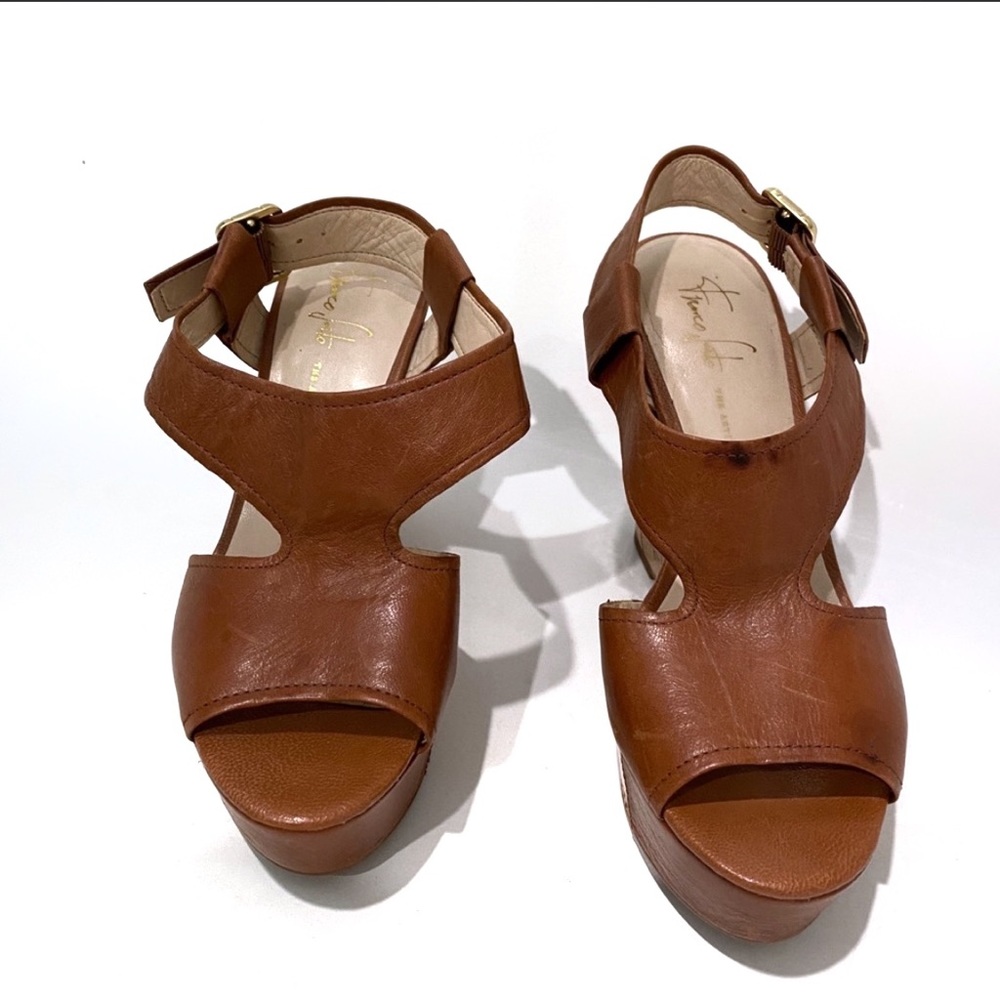 Franco Sarto Wedge Sandals Brown Size 7 - Picture 8 of 10